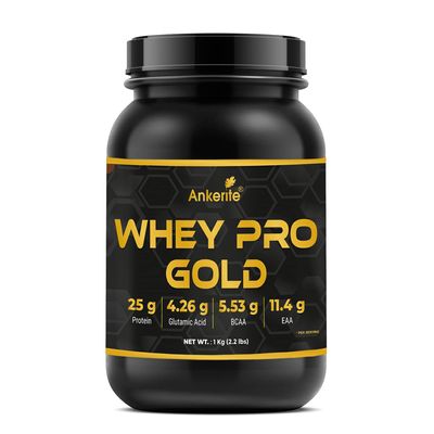 Ankerite Whey Pro Gold whey protein powder for men muscle gain | gym protein powder for men | gym supplement with 25g of protein per serving | whey protein 1kg.