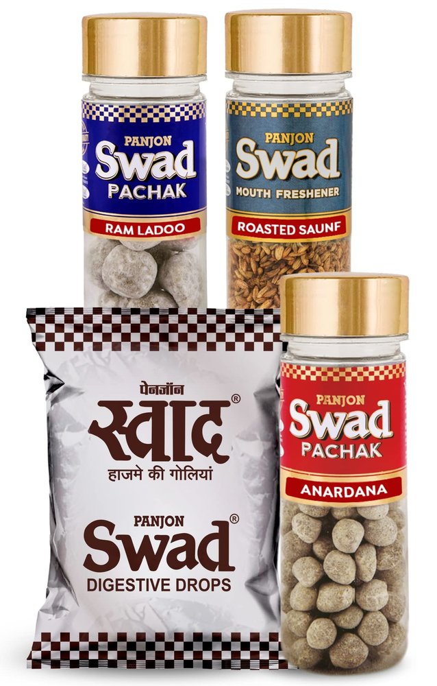 Swad Candy Pack, Anardana Pachak, Imli Ram Ladoo, Roasted Saunf Mukhwas, 25 Toffee (4 units) 480 grams