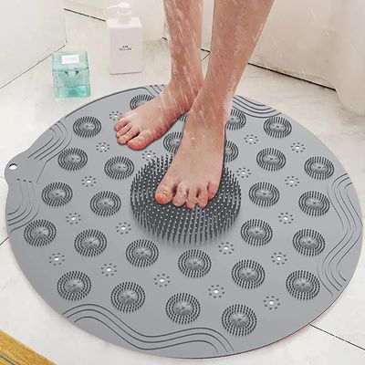 AASTIK Bathroom Shower Mat, Non-Slip Silicone Bathtub Foot Massage Bath Mat with Suction Cups, Anti-Slip Safety Foot Scrubber Pad (Multicolor)