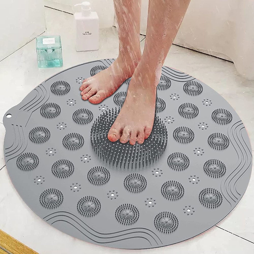 AASTIK Bathroom Shower Mat, Non-Slip Silicone Bathtub Foot Massage Bath Mat with Suction Cups, Anti-Slip Safety Foot Scrubber Pad (Multicolor)