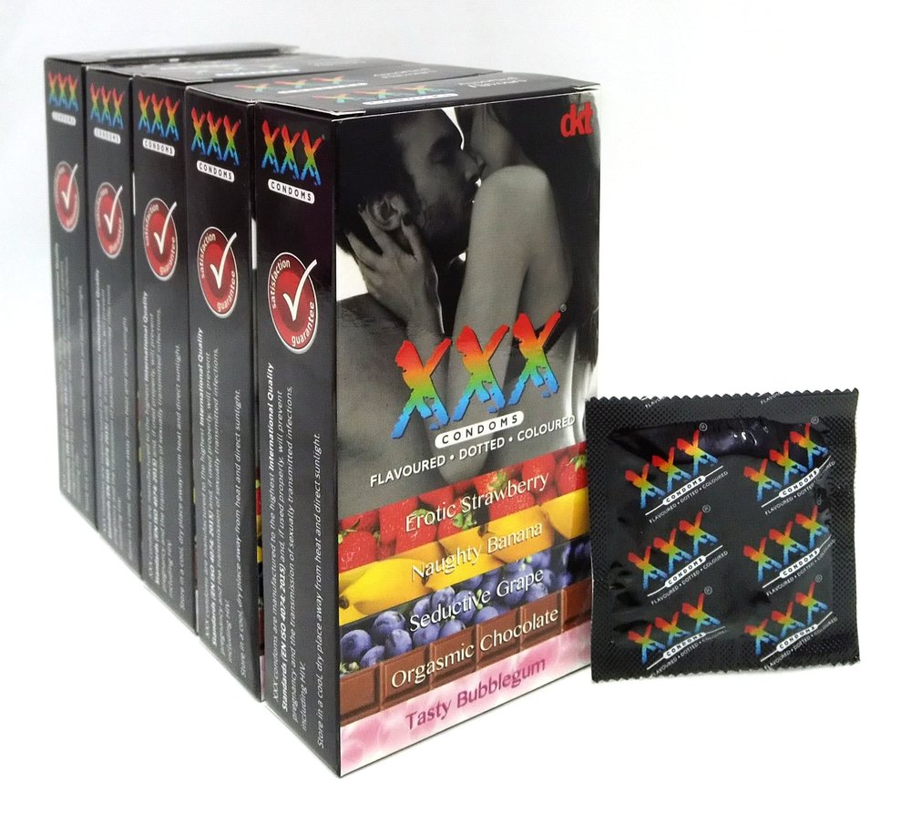 dkt XXX 10S Assorted Flavored Extra Dotted Condoms for Men For Extra Stimulation and Suitable for use with Lubes and Toys Pack of 50 Condoms