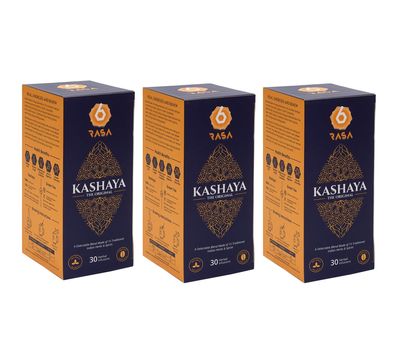 6rasa Kashaya - Herbal Tea | 15 Ayurvedic Spices | Kadha Mix | Caffeine Free | 100% Natural Kashaya - The Original Tea Bags | No Added Sugar (2.5 Gram Each) (Pack Of 3, 30 Dip Bags)