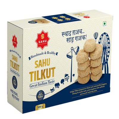 SAHU GAJAK BHANDAR Tilkut 500 Gm | Tilkatri | Jaggery Sweets | Gazak | Teelkut |Tilcut | Tilkoot | Tilkut | Tilkutt | Tillkut | Tillkutt | No Added Preservatives and Colours