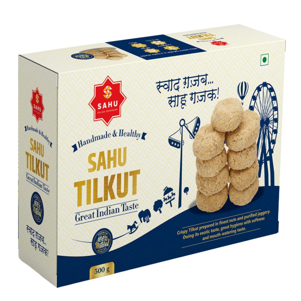 SAHU GAJAK BHANDAR Tilkut 500 Gm | Tilkatri | Jaggery Sweets | Gazak | Teelkut |Tilcut | Tilkoot | Tilkut | Tilkutt | Tillkut | Tillkutt | No Added Preservatives and Colours