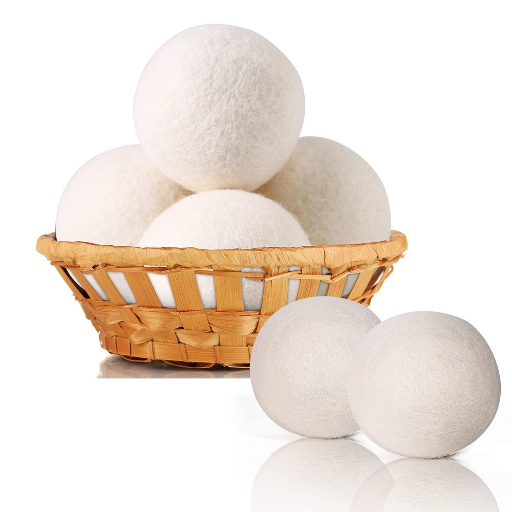 Wool Dryer Balls Organic 6 Pack XL,Handmade Dryer Balls,100% New Zealand Wool Natural Fabric Softener,Reusable 1000 Loads,Shorten Drying Time & Reduces Wrinkles