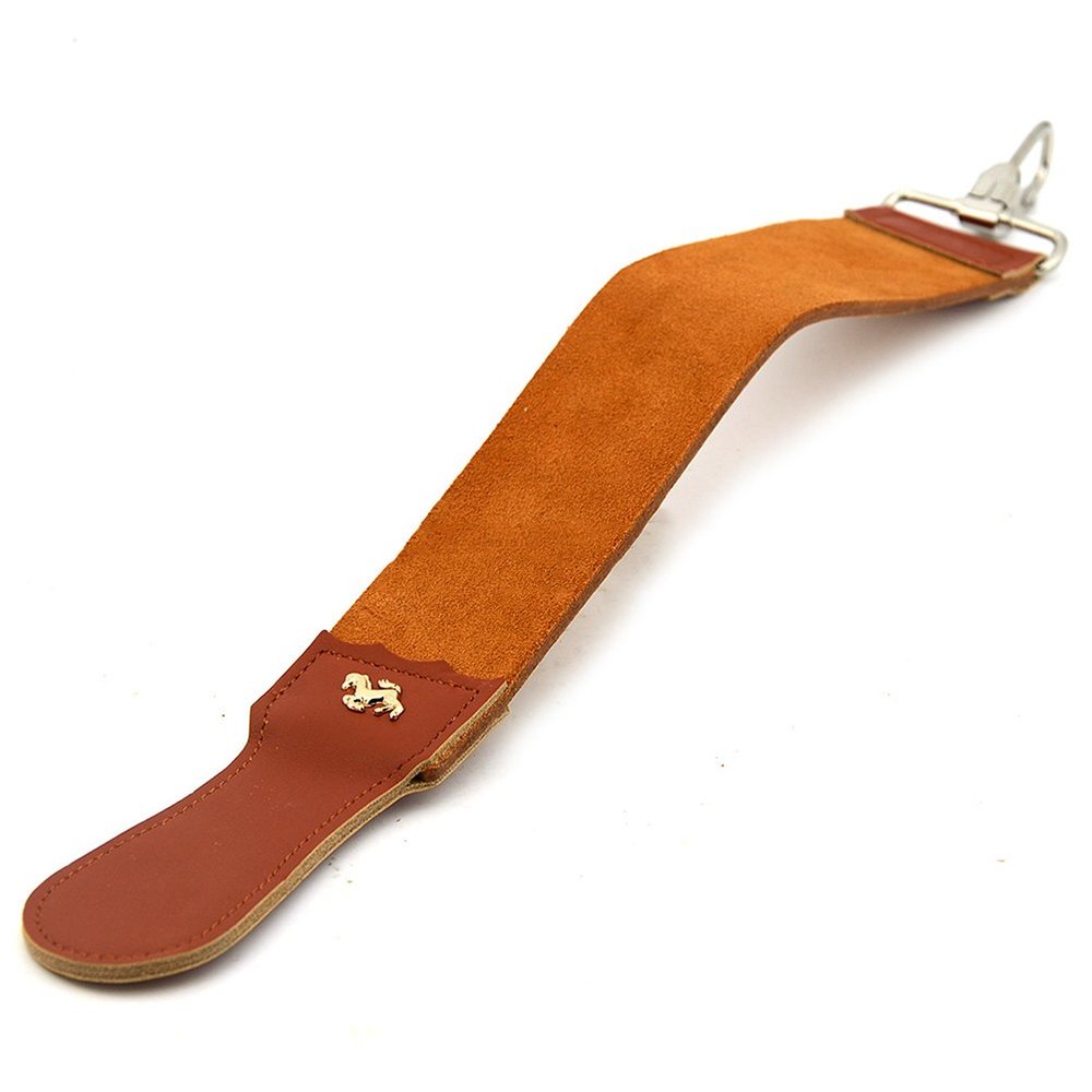 Double- layer Leather Razor Strop Shaving Sharpener Strap Barber Straight Razor Sharpening Belt ( Brown ) for Women