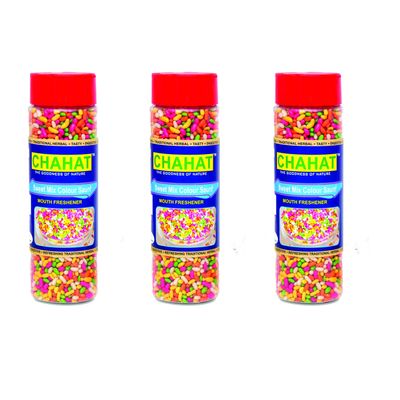 Chahat Mouth Freshener Mix Sugar Coated Sweet Saunf, Colourful Saunf, Roasted Saunf [100% Digestive Fennel Mukhwas 150gm(Pack of 3)