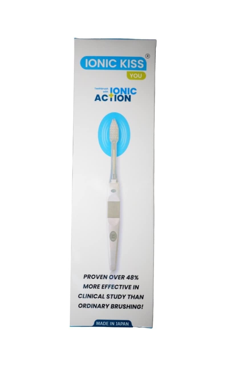 IONIC KISS IONIC TOOTHBRUSH | COUPLE PACK | JAPANESE PATENTED TECHNOLOGY | 2 NORMAL HEADS (BLUE-PINK)