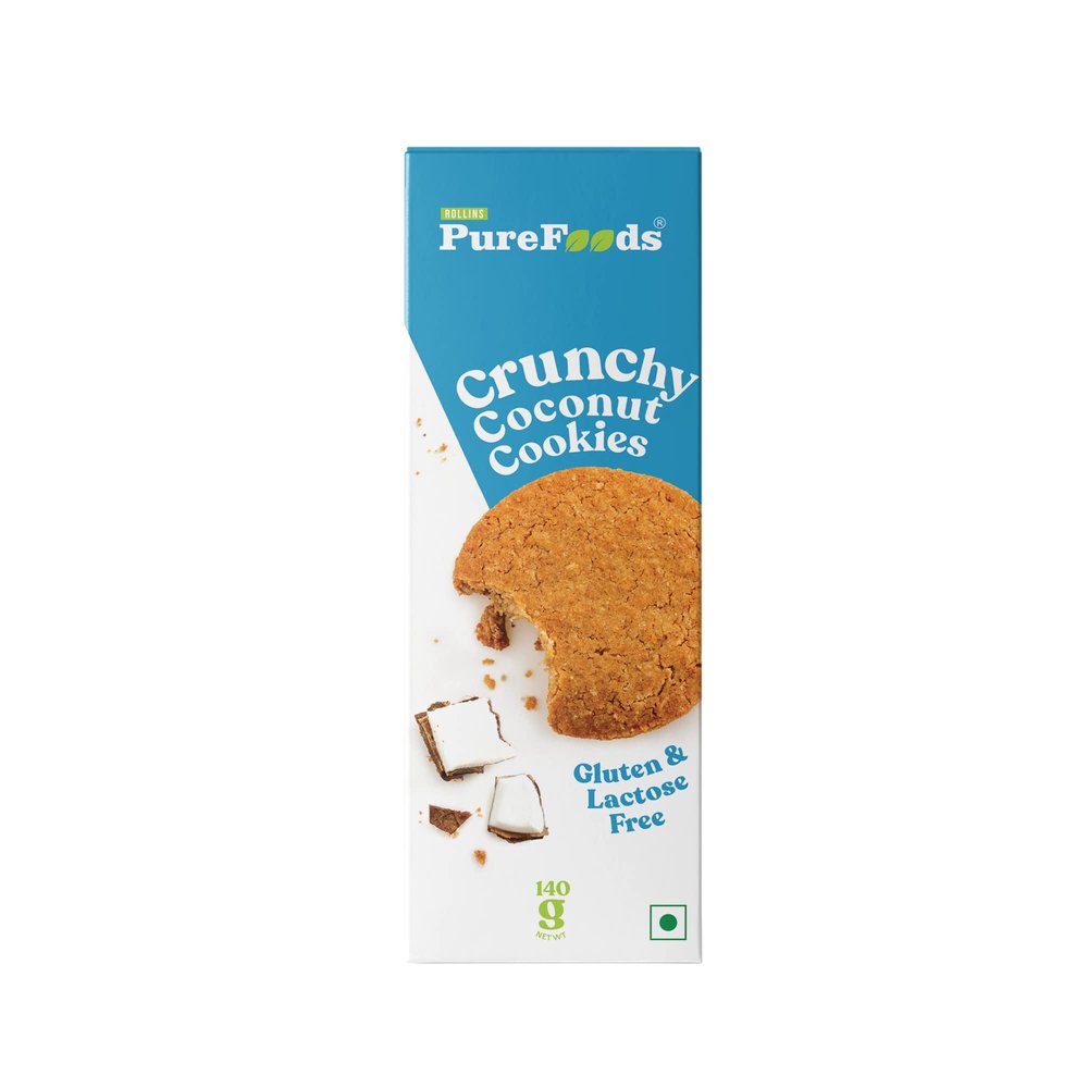 PureFoods Cookies | 100% Natural & Healthy | Gluten Free (Pack Of 1, 140G, Crunchy Coconut)