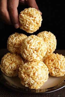 NPPV ORGANICS Home- Made Puffed Rice Balls/Pori Urundai/Aval Pori/Pori/Nel Pori Balls/Murmura Balls 100% Pure & Organic (12 Pcs)