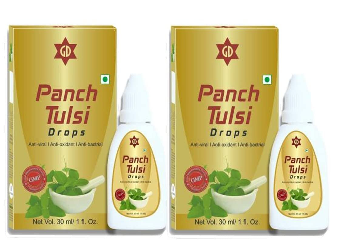 Goswami Drugs Panch Tulsi Drops Anti-Viral,Anti-Oxidant,Anti-Bacterial PACK of 2 (each pack 30ml)