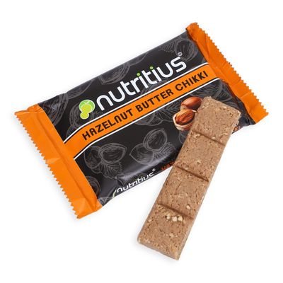Nutritius Hazelnut Butter Chikki, 125 grams (Pack Of 10) - Family Pack