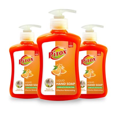 Pitox liquid Hand Soap (Pack of 3-200ml each) | Moisturizing Hand Wash | Soft on Hands