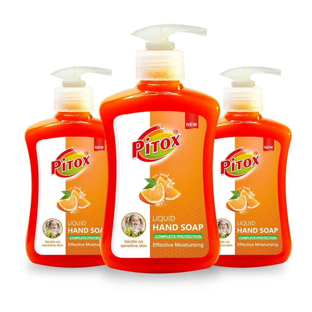 Pitox liquid Hand Soap (Pack of 3-200ml each) | Moisturizing Hand Wash | Soft on Hands