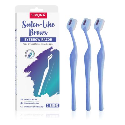 Sirona Reusable Eyebrow Razors for Women - 3 Razors (Pack of 1) | Face Razor for Women for Facial Hair Removal | Gentle Eyebrow Shaper | Facial Razor with Protective Blade | Compact Grooming Tool