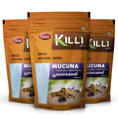 KILLI Mucuna pruriens | Black Kaunch | Poonaikali | Kapikachhu | Velvet Bean Powder, 100g (Pack of 3)