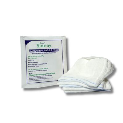 Abdominal Mop Sponge 2525cm, 8-Ply | Pack of 5 | Non Sterile Surgical Sponge for Absorption & Wound Care | Laparotomy Sponge for Operation Theatre Use