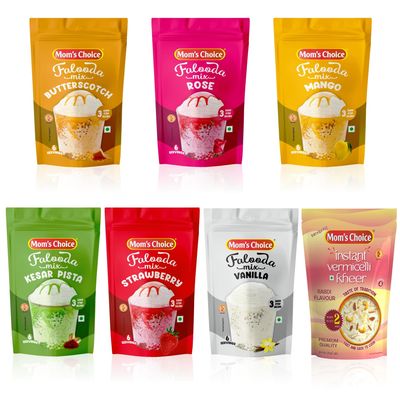 Mom's Choice Pack of 7 (Mix Falooda 1 pkt Butter Scotch,1 pkt Rose,1 pkt Mango,1 pkt Kesar Pista,1pkt Strawberry,1 pkt Vanilla (Each 200gm) & Instant 1 pkt Rabadi Vermicelli Kheer-85gm)