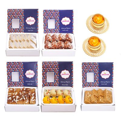 Amaram Express Delivery Best of 5 with 2 T-Lites |Gift for Diwali,Holi,Rakhi,Valentine,Christmas,Birthday,Anniversary,Gift for Her,Him,Mothers Day,Fathers Day|