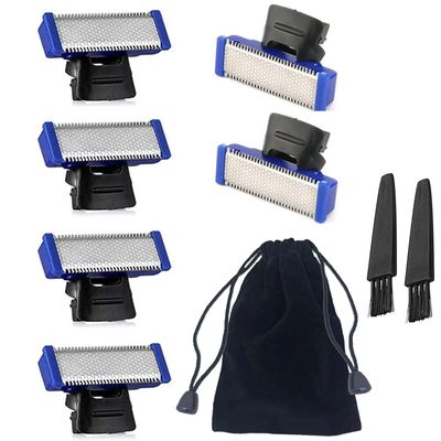 Shaver Replacement Head for Solo Electric Shaver Trimmer Head Men's Rechargeable Full Body Hair Trimmer Blade Replacement Cutter Head (6 Piece+2 Brushes+Bag)