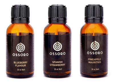 Ossoro Blueberry, Spanish Strawberry and Pineapple Mauritius Flavour Combo (Pack of 3) 30ml Each/ Glass Bottle