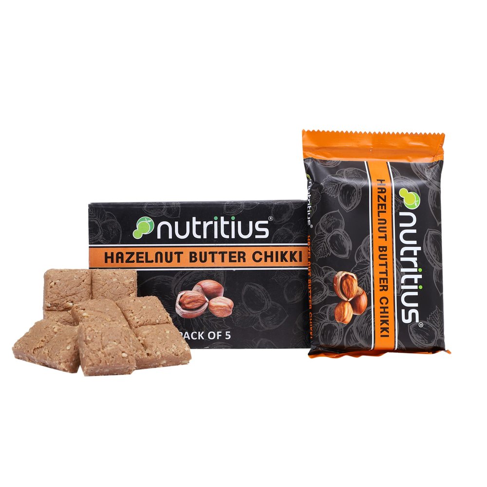 Nutritius Chocolate & Hazelnut Butter Premium Soft Chikki in Combo Pack (Pack Of 10) | Hazelnut Sweet | Hazelnut Snack
