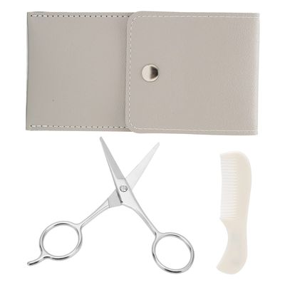 Mustache Scissors, Stainless Steel Facial Hair Grooming Kit for Facial Hair for All Body