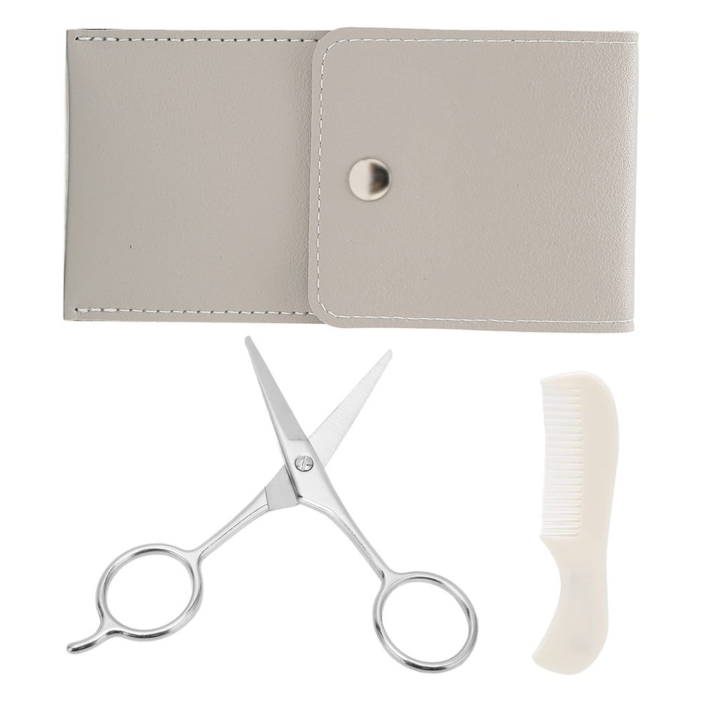 Mustache Scissors, Stainless Steel Facial Hair Grooming Kit for Facial Hair for All Body
