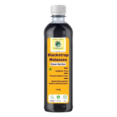 iFarmerscart Organic Sugarcane Blackstrap Molasses 1.4 Kg | Iron & Calcium Boost | Unsulphured | Vegan Gluten-Free and Unprocessed | Cane Nectar Syrup from the Fertile Banks of River Kaveri | Natural Sweetener | Preservative & Thickeners Free | Magne