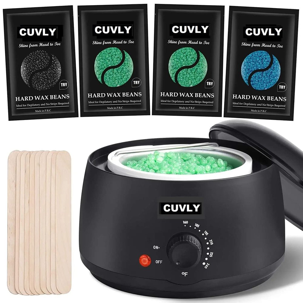 CUVLY Waxing Kit Combo Wax Machine Wax Heater Warmer Hot Wax Heater with Hair Removal Wax Beans(100 g) Waxing Combo Heater | Hair Removal Waxing Kit Women (OffWhite colour)