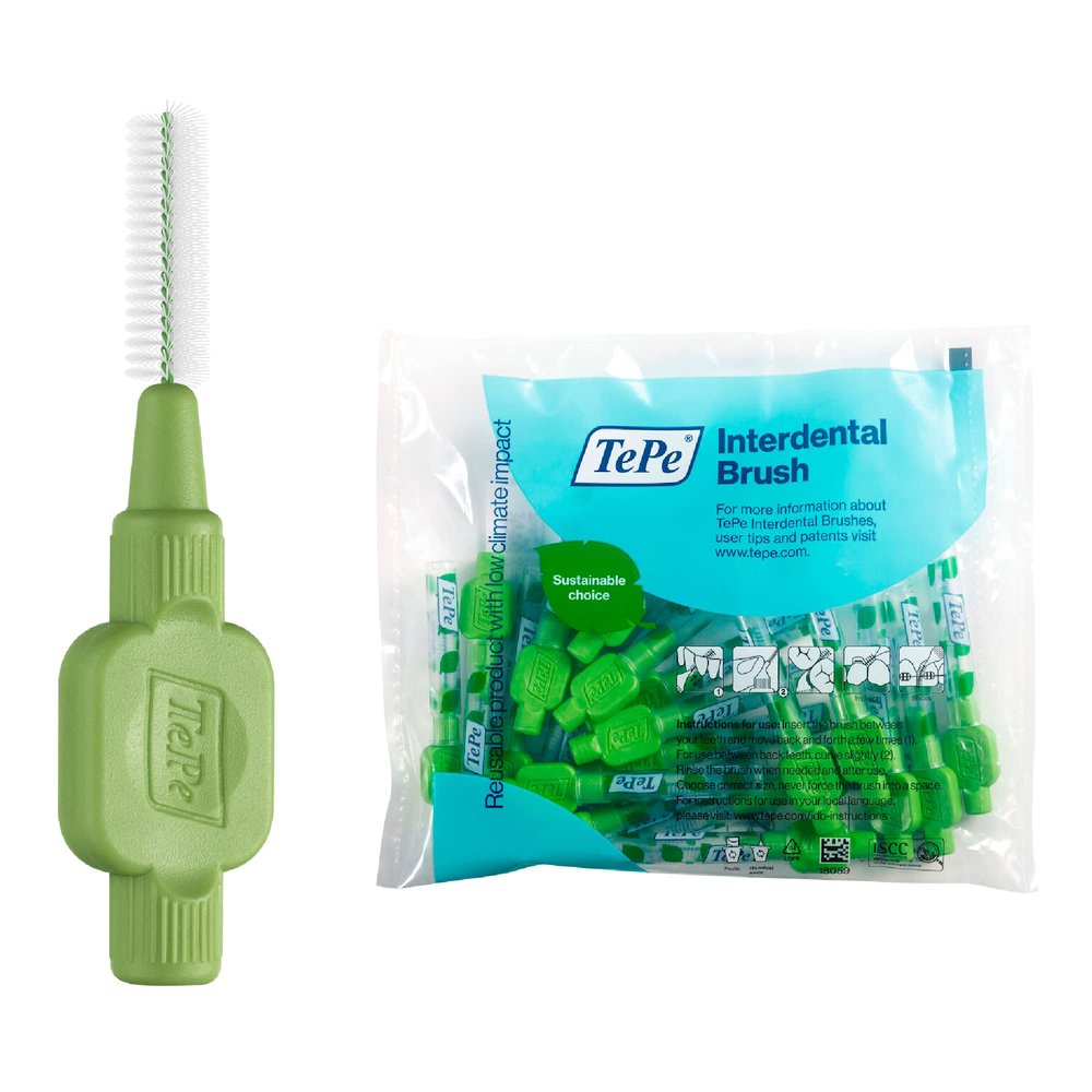 Tepe Adult Interdental Brush Original Cleaners  Manual Dental Brushes Between Teeth 20 Pk, Green