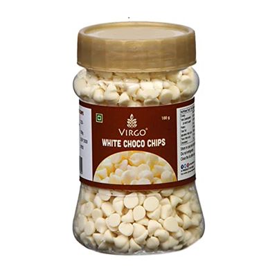 Virgo Chocolate Flavor White Choco Chips, Use For Cake Decorations, Treat For Kids, Gift For Birthday, Use In Ice Creams And More 100Gms