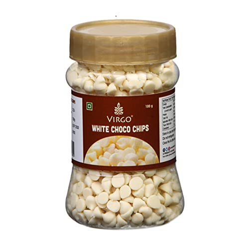 Virgo Chocolate Flavor White Choco Chips, Use For Cake Decorations, Treat For Kids, Gift For Birthday, Use In Ice Creams And More 100Gms