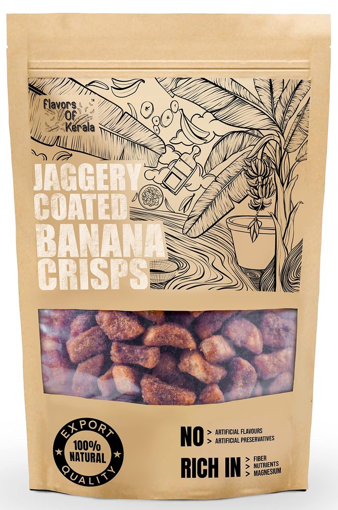 FLAVORS OF KERALA (FOK) | Sharkara Varatti | Premium Kerala Jaggery Banana Chips | (Sharkara Varatti | Upperi) 200g