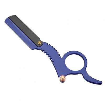 Shaving, Lightweight Alloy Vintage Straight Edge Barber, Anti-Rust for Barber Personal Use Shaving(Blue retro razor)