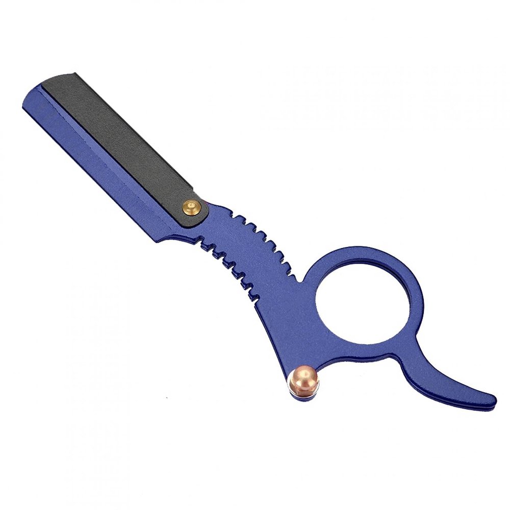 Shaving, Lightweight Alloy Vintage Straight Edge Barber, Anti-Rust for Barber Personal Use Shaving(Blue retro razor)