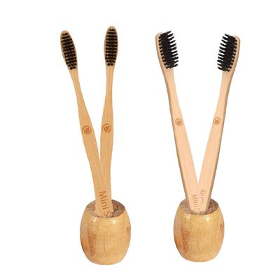 Mini Storify Truly Organic 2.Bamboo toothbrush stand|2.Kids bamboo toothbrush - Charcoal Soft Bristles, Oral Cleaning,|2.Adult bamboo toothbrush - Charcoal Soft Bristles, Oral Cleaning, (PACK OF 6)