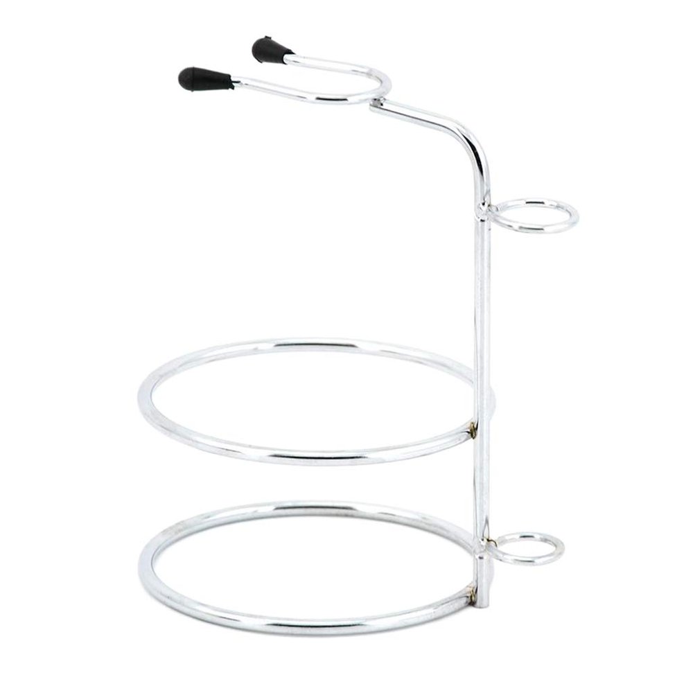 VMS INDIA Weighted Base Removable Alloy Silver Men's Shaving Brush Straight Holder Stand Soap Bowl Double Edge