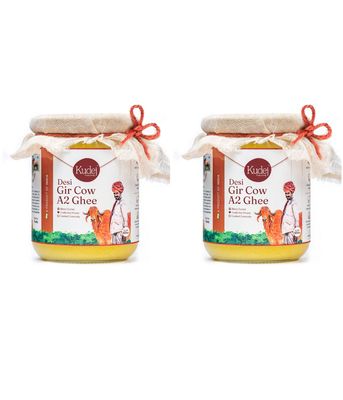 Kudej Premium A2 Desi Gir Cow Ghee, Pack of 2 (500ml*2)| Vedic Bilona Method, Free Grazing Cows| Immunity Booster from Gujarat| Lactose-Free| Eco-Friendly| Rich Flavor, Supports Pastoral Community
