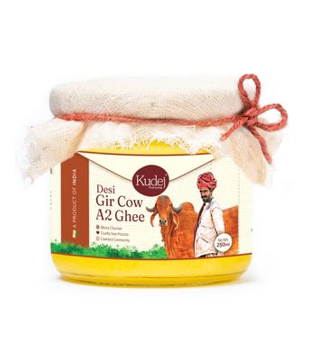 Kudej Premium Desi Gir Cow Ghee, 250ml| Vedic Bilona Method, Free Grazing Cows| Natural Immunity Booster from Gujarat| Lactose-Free A2 Ghee| Eco-Friendly| Rich Flavor, Supports Pastoral Community