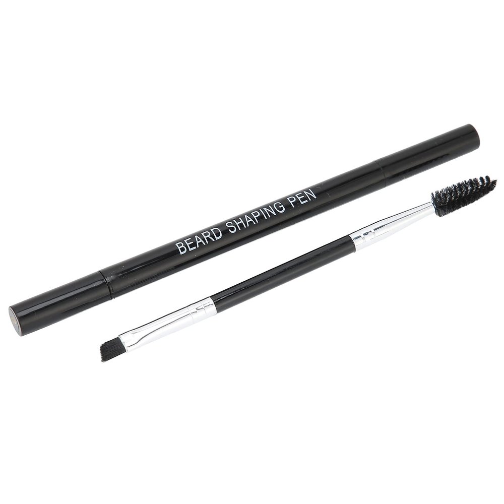 Beard Filling Kit, Enhance Hairline Waterproof Sweat Proof Long Lasting Beard Pencil Filler 4 Fork Tips Pen Black with Brush for Daily Use