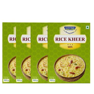 Govind Rice Kheer Instant Mix - Easy to Make, Delicious to Eat, Healthy Dessert, Each 100g, (Pack of 4)