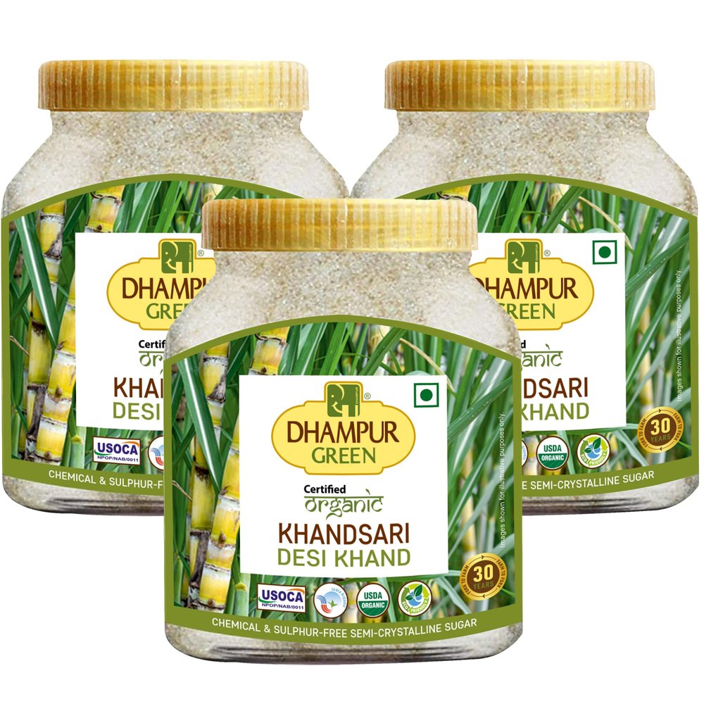 Dhampure Speciality Organic Desi Khand Khandsari Sugar, 2.4Kg (800G X 3 Units) | Organic Unrefined Raw Cane Sugar | No Chemicals Preservatives | Sulphurless