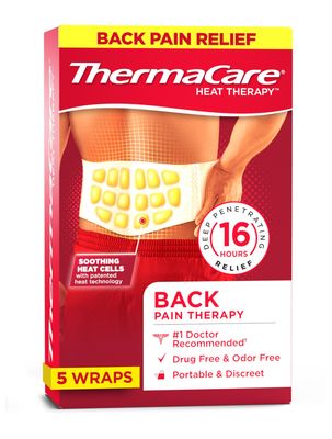 ThermaCare Portable Heating Pad, Lower Back and Hip Pain Relief Patches, L/XL Heat Wraps, 5 Count