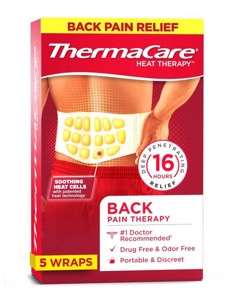 ThermaCare Portable Heating Pad, Lower Back and Hip Pain Relief Patches, L/XL Heat Wraps, 5 Count