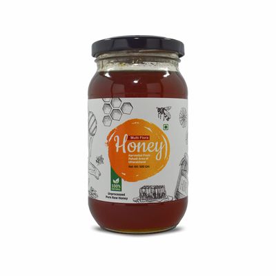 Goldwyn Honey: Multiflora Raw Honey | 100% Pure & Natural | Organic Honey | Unprocessed  Unfiltered  Unpasteurized | Single Origin  No Additives - Ethically Sourced | Immunity Booster (500 Gm)