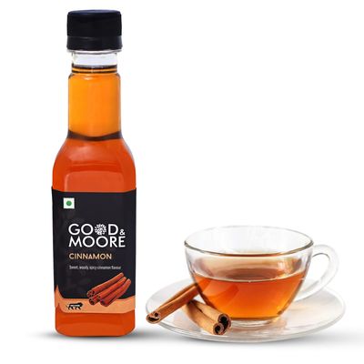 GOOD&MOORE Cinnamon Syrup | For Coffee, Milkshake, Frappe, Cold-coffee, Pancakes, Beverages and more | Concentrated Syrup | Ready to mix | Mixer | Premium Syrup | 250ml