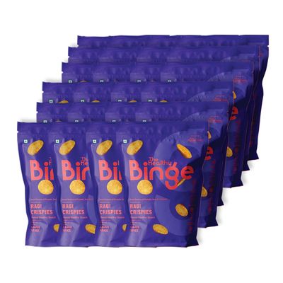 The Healthy Binge| Baked Snacks| Ragi Chips |Healthy snacks for kids and adults| All Natural | No Added sugars| 0% Cholesterol | Protein and Fiber Rich | Gluten Free | Cajun Spice Flavour | PACK of 24 (40 gm x 24)