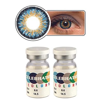 Celebration Color Yearly Coloured Contact Lenses 1 Pair (Breezy Blue,-8.50)