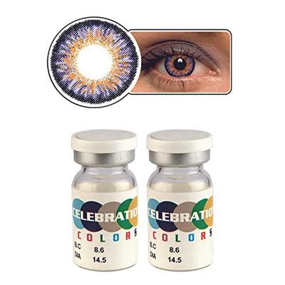 Celebration Color Yearly Coloured Contact Lenses 1 Pair (Purple Aura,-2.25)